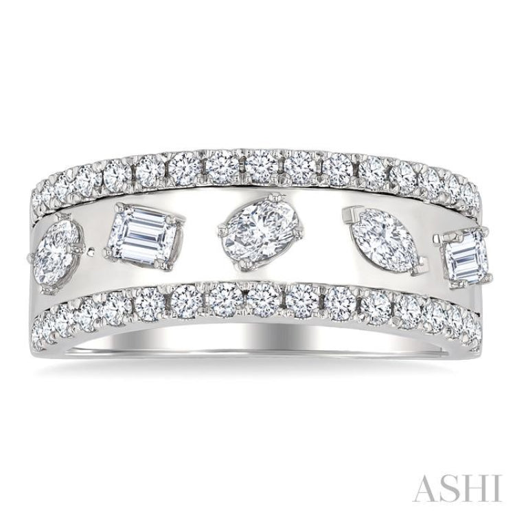 7/8 Ctw 5-Stone Mixed Shape Diamond Fashion Band in 14K White Gold