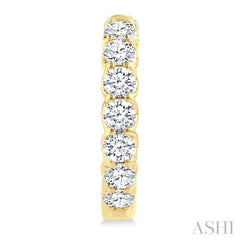 2 Ctw Inside-Out Embellished Round Cut Diamond Hoop Earrings in 14K Yellow Gold