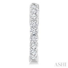 1 Ctw Inside-Out Embellished Round Cut Diamond Hoop Earrings in 14K White Gold