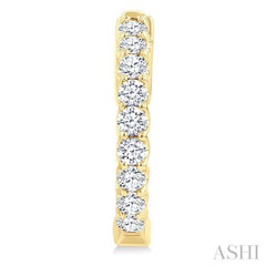 1 Ctw Inside-Out Embellished Round Cut Diamond Hoop Earrings in 14K Yellow Gold