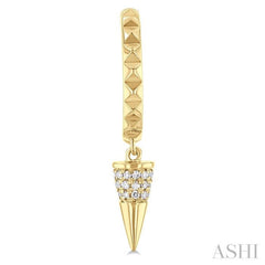 1/6 Ctw Cone Shape Motif Single Cut Diamond Half Hoop Fashion Earrings in 14K Yellow Gold