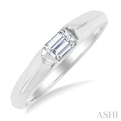1/3 Ctw East-West Set Emerald Cut Diamond Solitaire Fashion Ring in 14K White Gold