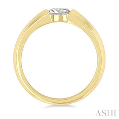 1/3 Ctw East-West Set Oval Cut Diamond Solitaire Fashion Ring in 14K Yellow Gold