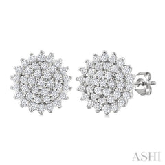 1/5 Ctw Petite Round Shape Round Cut Diamond Cluster Fashion Stud Earring in 10K White Gold