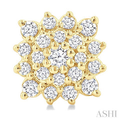 1/5 Ctw Petite Cushion Shape Round Cut Diamond Cluster Fashion Stud Earring in 10K Yellow Gold
