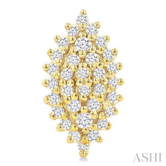1/5 Ctw Petite Marquise Shape Round Cut Diamond Cluster Fashion Stud Earring in 10K Yellow Gold