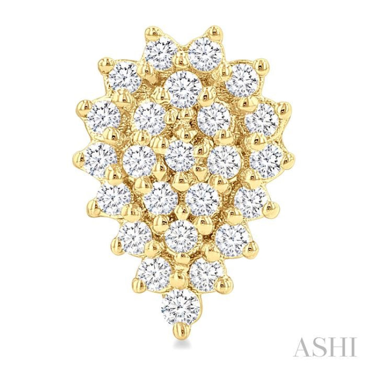 1/5 Ctw Petite Pear Shape Round Cut Diamond Cluster Fashion Stud Earring in 10K Yellow Gold