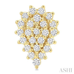 1/5 Ctw Petite Pear Shape Round Cut Diamond Cluster Fashion Stud Earring in 10K Yellow Gold