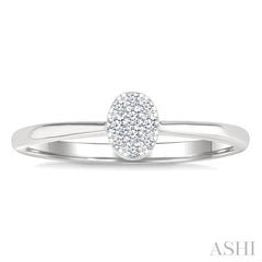 1/10 Ctw Lovebright Petite Oval Shape Round Cut Diamond Fashion Ring in 10K White Gold