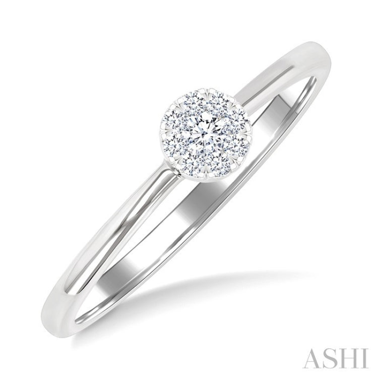 1/10 Ctw Lovebright Petite Round Shape Round Cut Diamond Fashion Ring in 10K White Gold