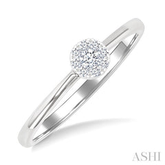 1/10 Ctw Lovebright Petite Round Shape Round Cut Diamond Fashion Ring in 10K White Gold