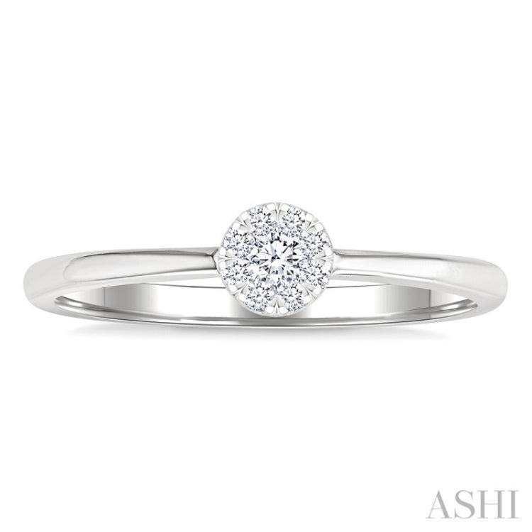 1/10 Ctw Lovebright Petite Round Shape Round Cut Diamond Fashion Ring in 10K White Gold