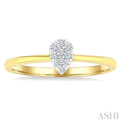 1/10 Ctw Lovebright Petite Pear Shape Round Cut Diamond Fashion Ring in 10K Yellow Gold