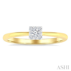1/10 Ctw Lovebright Petite Square Shape Round Cut Diamond Fashion Ring in 10K Yellow Gold
