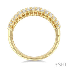 1 1/2 Ctw Wide Baguette and Round Cut Diamond Fashion Band in 14K Yellow Gold