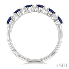 2.7 MM Sapphire and 1/3 Ctw Round Cut Diamond Precious Band in 14K White Gold