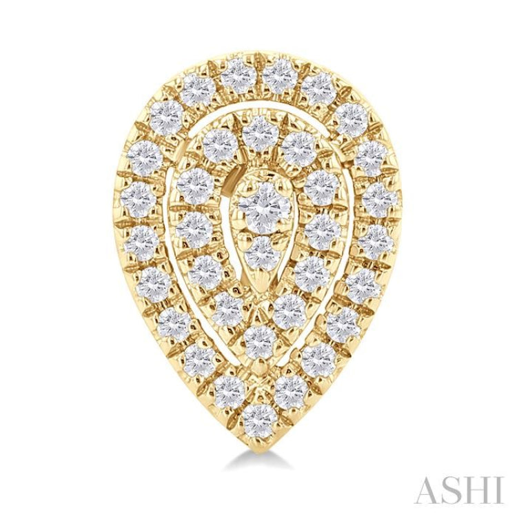 1/5 Ctw Double Halo Pear Shape Petite Round Cut Diamond Fashion Stud Earring in 10K Yellow Gold