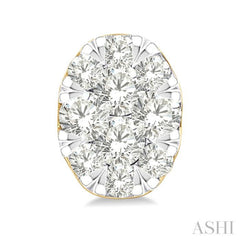 1/6 Ctw Lovebright Petite Oval Shape Round Cut Diamond Fashion Stud Earring in 10K Yellow Gold