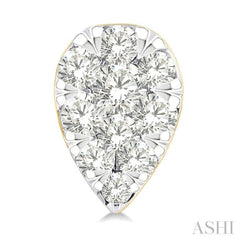 1/6 Ctw Lovebright Petite Pear Shape Round Cut Diamond Fashion Stud Earring in 10K Yellow Gold