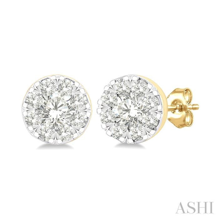 1/6 Ctw Lovebright Petite Round Shape Round Cut Diamond Fashion Stud Earring in 10K Yellow Gold