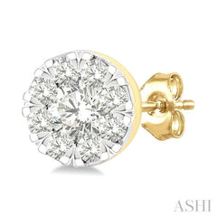 1/6 Ctw Lovebright Petite Round Shape Round Cut Diamond Fashion Stud Earring in 10K Yellow Gold