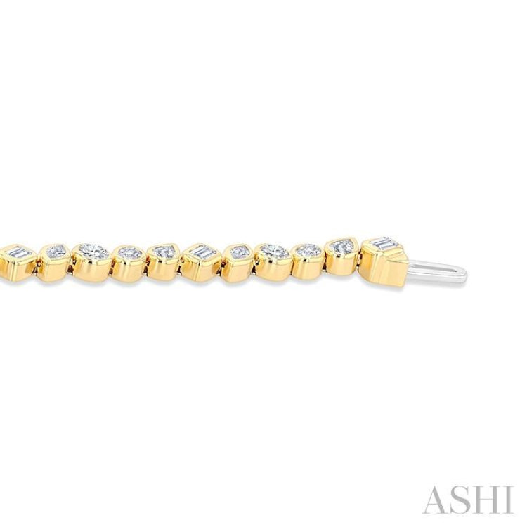 4 Ctw Mixed Diamond Cut Fashion Tennis Bracelet in 14K Yellow Gold