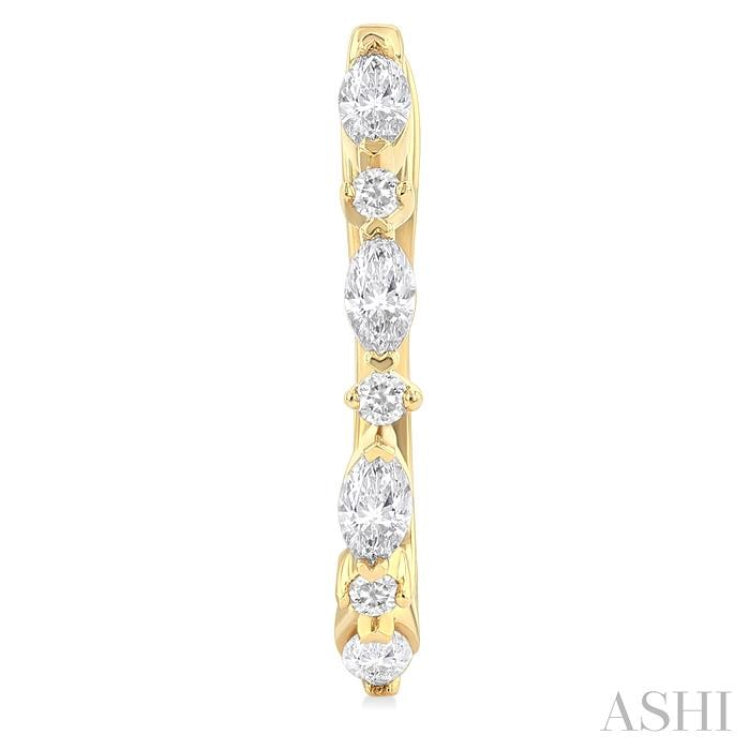 1/2 Ctw Marquise and Round Cut Diamond Fashion Hoop Earrings in 14K Yellow Gold