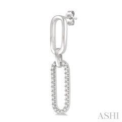 1/6 Ctw Round Cut Diamond Paperclip Earring in 14K White Gold