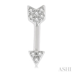 1/20 Ctw Petite Arrow Round Cut Diamond Fashion Stud Earring in 10K White Gold