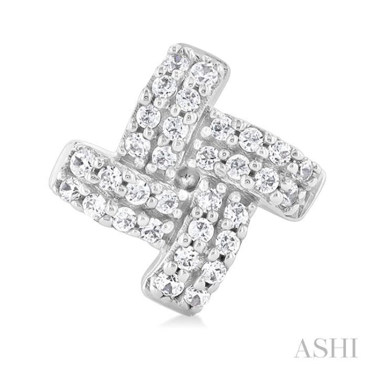 1/5 Ctw Petite Pinwheel Round Cut Diamond Fashion Stud Earring in 10K White Gold