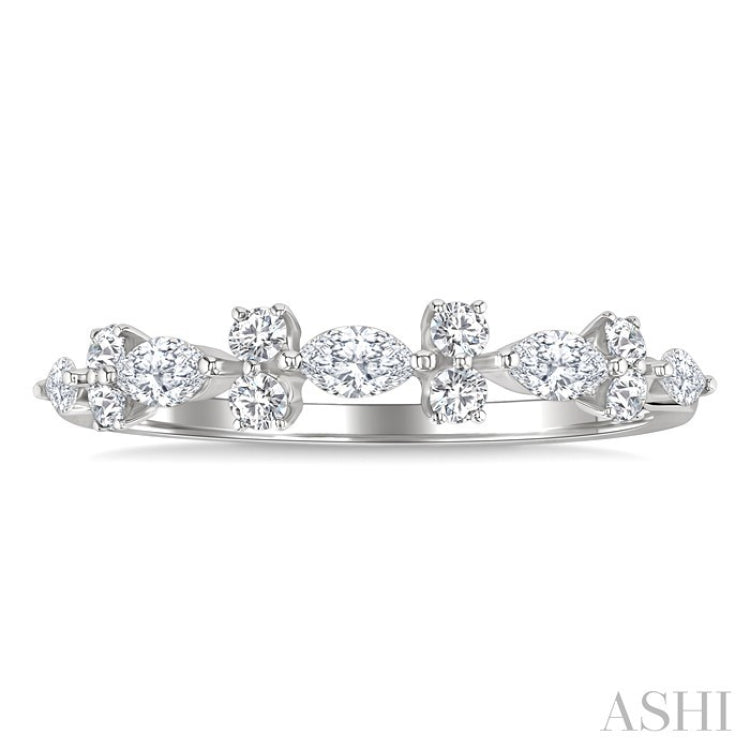 1/2 Ctw Scatter Marquise and Round Cut Diamond Fashion Band in 14K White Gold