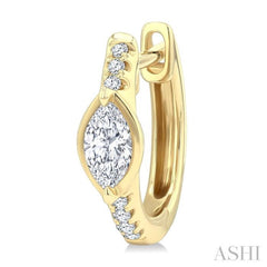 1/3 Ctw Marquise Centerpiece and Round Cut Diamond Fashion Huggie Earrings in 14K Yellow Gold