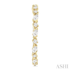 1 1/6 Ctw Inside & Outside Marquise and Round Cut Diamond Fashion Open Hoop Earrings in 14K Yellow Gold
