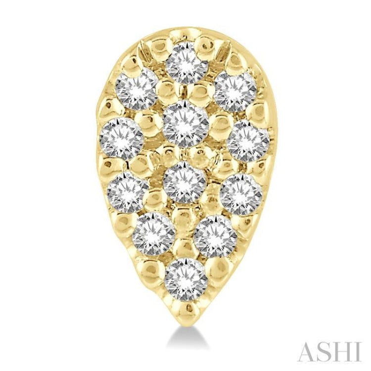 1/10 Ctw Pear Shape Round Cut Diamond Petite Earring in 10K Yellow Gold