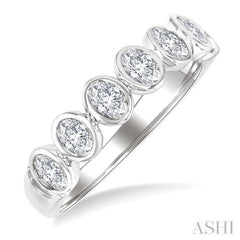 1 Ctw 7-Stone Bezel Set Oval Cut Diamond Fashion Band in 14K White Gold