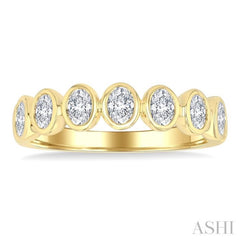 1 Ctw 7-Stone Bezel Set Oval Cut Diamond Fashion Band in 14K Yellow Gold