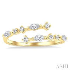 1/3 Ctw Bypass Marquise and Round Cut Diamond Fashion Open Band in 14K Yellow Gold