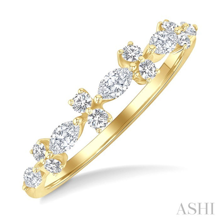 1/2 Ctw Scatter Marquise and Round Cut Diamond Fashion Band in 14K Yellow Gold