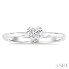 1/10 Ctw Lovebright Petite Heart Shape Round Cut Diamond Fashion Ring in 10K White Gold