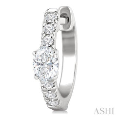 3/8 Ctw Oval Shape and Round Cut Diamond Fashion Huggie Petite Earrings in 14K White Gold