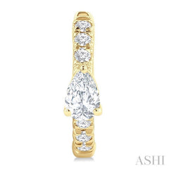 3/8 Ctw Pear Shape and Round Cut Diamond Fashion Huggie Petite Earrings in 14K Yellow Gold
