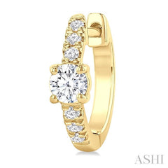 3/8 Ctw Round Shape Round Cut Diamond Fashion Huggie Petite Earrings in 14K Yellow Gold