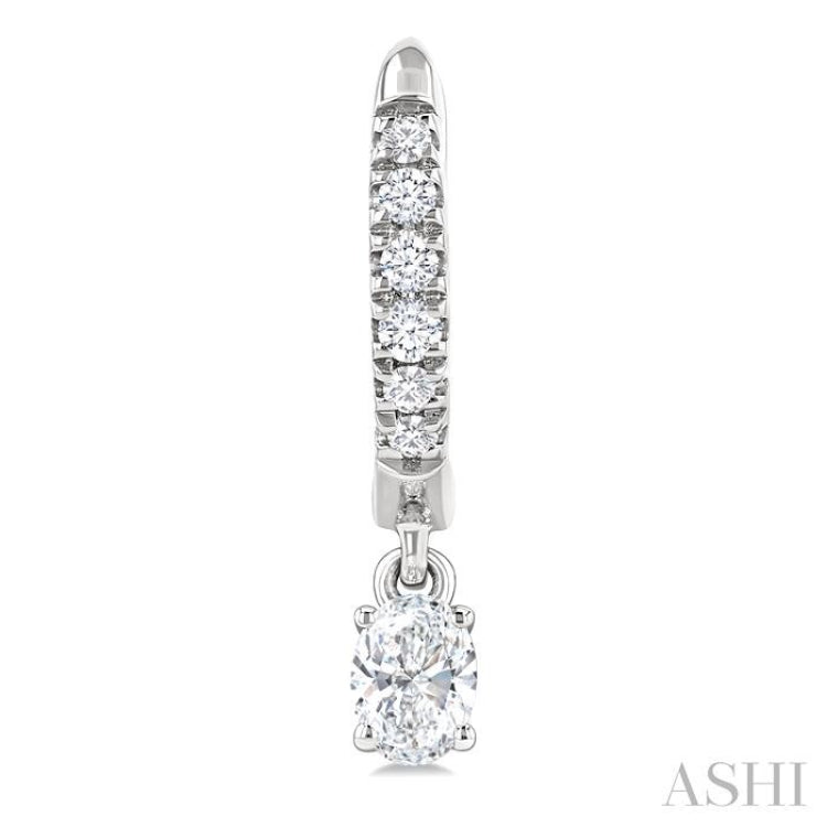 3/8 Ctw Oval Shape and Round Cut Diamond Fashion Huggie Petite Earrings in 14K White Gold