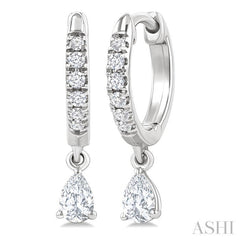 3/8 Ctw Pear Shape and Round Cut Diamond Fashion Huggie Petite Earrings in 14K White Gold
