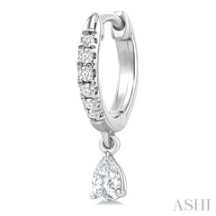 3/8 Ctw Pear Shape and Round Cut Diamond Fashion Huggie Petite Earrings in 14K White Gold