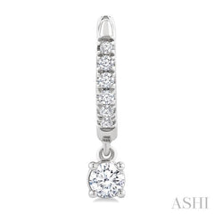 3/8 Ctw Round Shape Round Cut Diamond Fashion Huggie Petite Earrings in 14K White Gold