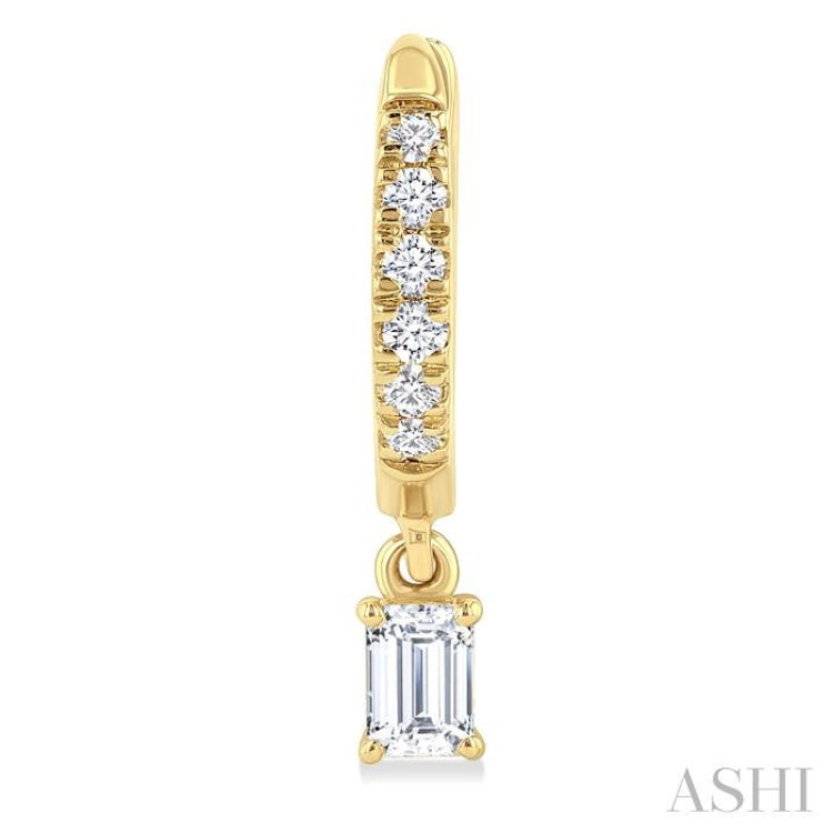 3/8 Ctw Octagon Shape and Round Cut Diamond Fashion Huggie Petite Earrings in 14K Yellow Gold