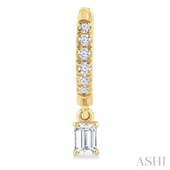 3/8 Ctw Octagon Shape and Round Cut Diamond Fashion Huggie Petite Earrings in 14K Yellow Gold