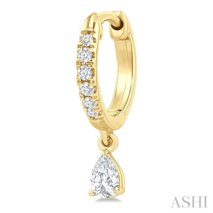 3/8 Ctw Pear Shape and Round Cut Diamond Fashion Huggie Petite Earrings in 14K Yellow Gold