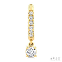 3/8 Ctw Round Shape Round Cut Diamond Fashion Huggie Petite Earrings in 14K Yellow Gold